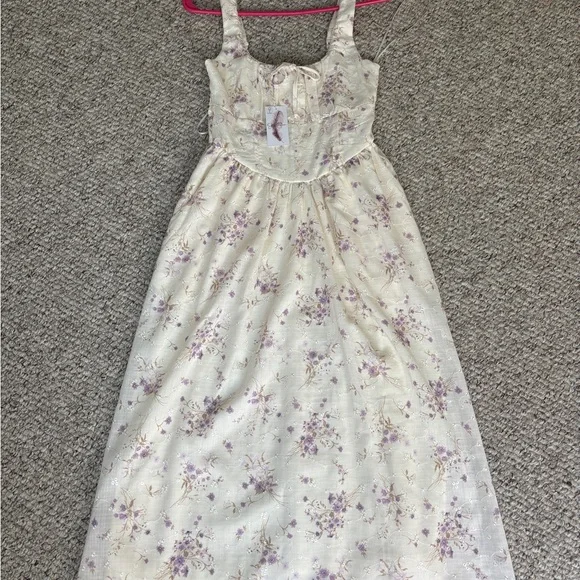 Elegant Cream Floral Maxi Dress corset waist size S - Picture 5 of 13